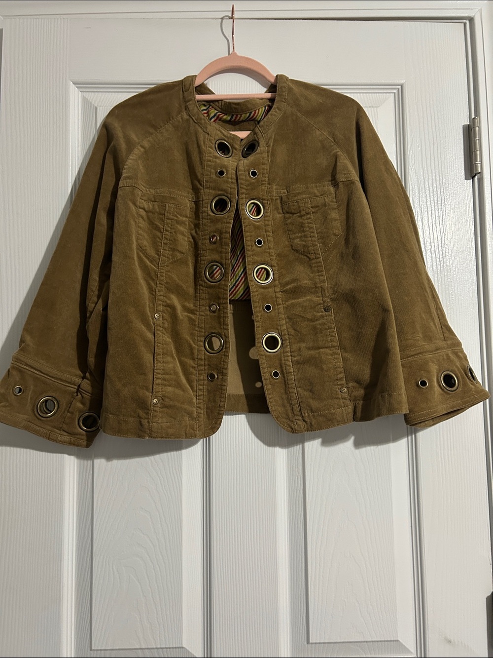 Live a Little Olive Green Grommet-Detail Jacket